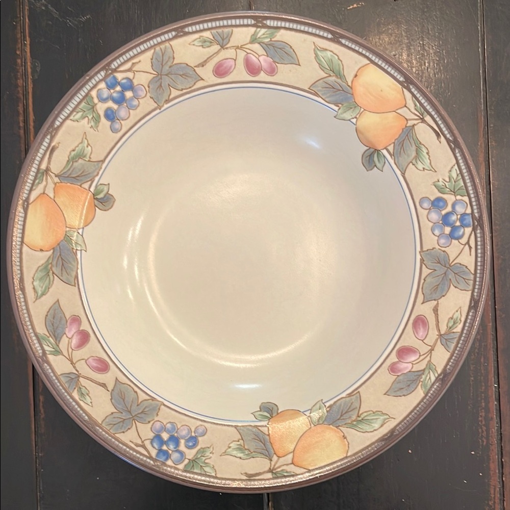 Garden Harvest Party Time Mikasa Multicolor Fruit & Floral Large Rim Soup Bowl
